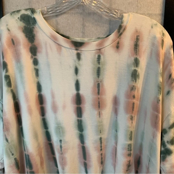 Young Fabulous & Broke Mint & Pink  Tie-Dye Crew Neck Lightweight Sweatshirt L - Picture 6 of 9